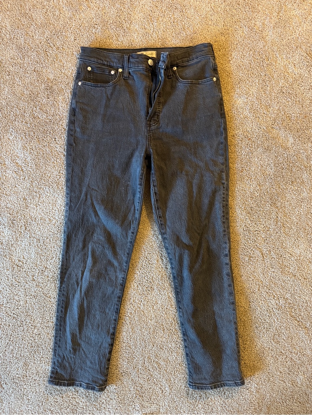 Madewell High-Rise Black Straight Slim Jeans